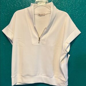 ZENANA White Half-Zip Women's Top